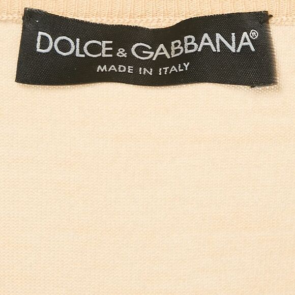 Dolce & Gabbana Beige Embellished Closure Knit Cardigan M Sweaters